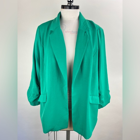 💚 2807. Skies Are Blue Kelley Green Open Front Blazer - Picture 1 of 9